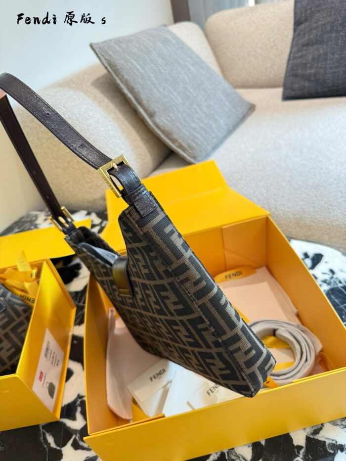 Fendi Horn Bag Double F Monogram Silver Buckle Structured Versatile - Image 4