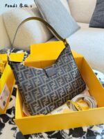 Fendi Horn Bag Double F Monogram Silver Buckle Structured Versatile - Image 5
