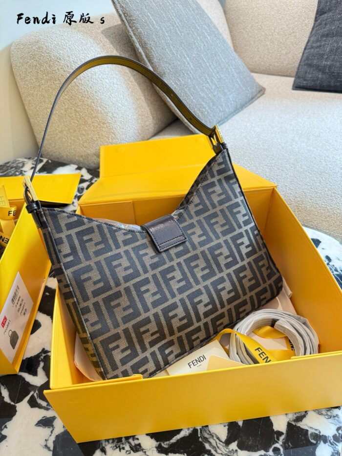 Fendi Horn Bag Double F Monogram Silver Buckle Structured Versatile - Image 5