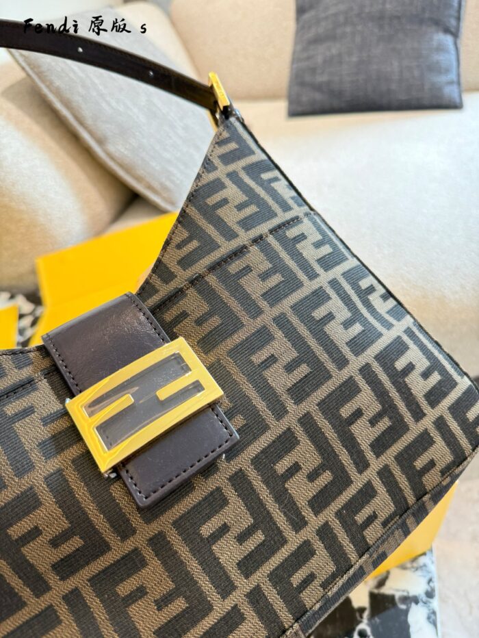 Fendi Horn Bag Double F Monogram Silver Buckle Structured Versatile - Image 7