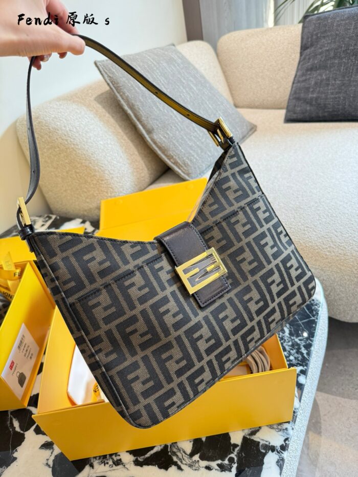 Fendi Horn Bag Double F Monogram Silver Buckle Structured Versatile - Image 8