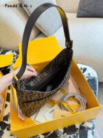 Fendi Horn Bag Double F Monogram Silver Buckle Structured Versatile - Image 9