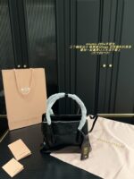 Miu Miu See For Yourself Collection 25Fw Handbag Triple Compartment Dark Distressed Logo Structured Silhouette