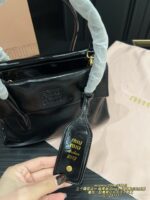 Miu Miu See For Yourself Collection 25Fw Handbag Triple Compartment Dark Distressed Logo Structured Silhouette - Image 8