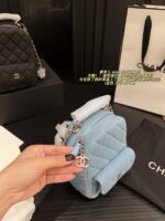 Chanel Mini Denim Backpack - Quilted Pattern, Palm-Sized - Image 5