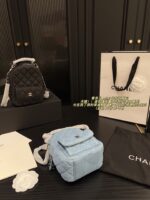 Chanel Mini Denim Backpack - Quilted Pattern, Palm-Sized - Image 7