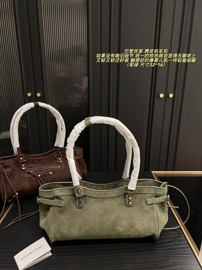 Balenciaga Suede Motorcycle Bag Brown Suede With Distressed Finish Lightweight, Supple And Spacious - Image 2