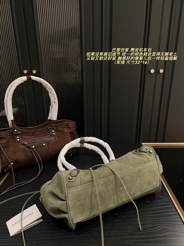 Balenciaga Suede Motorcycle Bag Brown Suede With Distressed Finish Lightweight, Supple And Spacious - Image 8