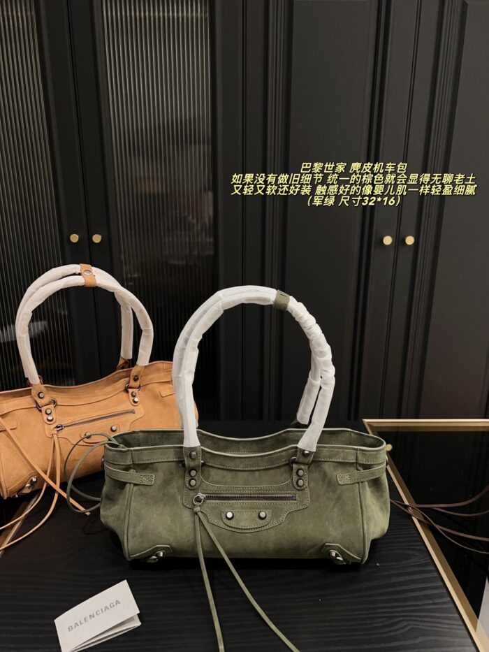 Balenciaga Suede Motorcycle Bag Brown Suede With Distressed Finish Lightweight, Supple And Spacious - Image 11