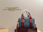 Gucci Boston Denim Pillow Bag Retro Chic Structured Silhouette Minimalist Design