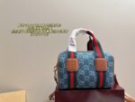 Gucci Boston Denim Pillow Bag Retro Chic Structured Silhouette Minimalist Design - Image 3