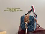Gucci Boston Denim Pillow Bag Retro Chic Structured Silhouette Minimalist Design - Image 4