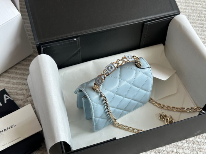 Chanel 22S Enamel Handle Mini Bag White Metal Hardware Coco Enamel Openwork Handle - Image 8