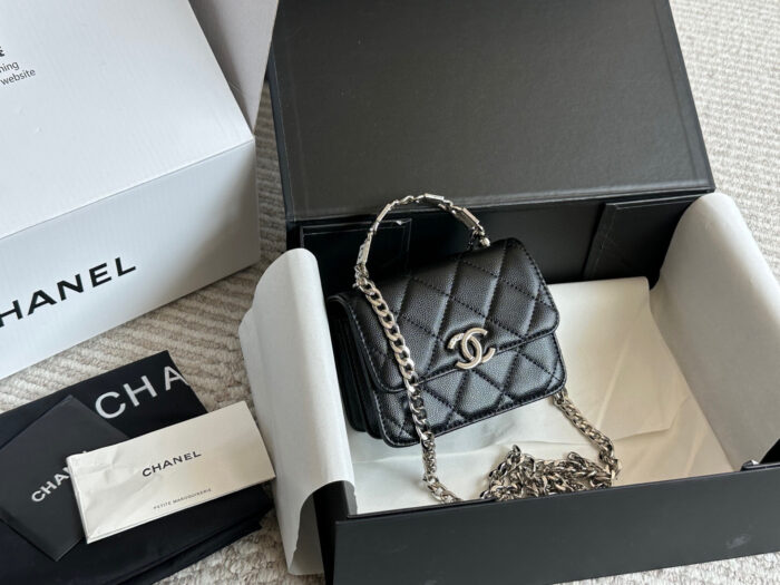 Chanel 22S Enamel Handle Mini Bag White Metal Hardware Coco Openwork Handle - Image 1