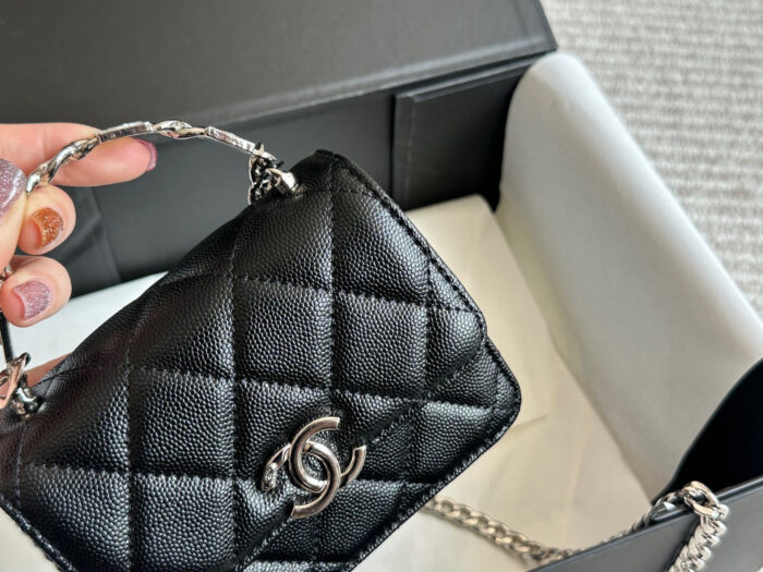Chanel 22S Enamel Handle Mini Bag White Metal Hardware Coco Openwork Handle - Image 3