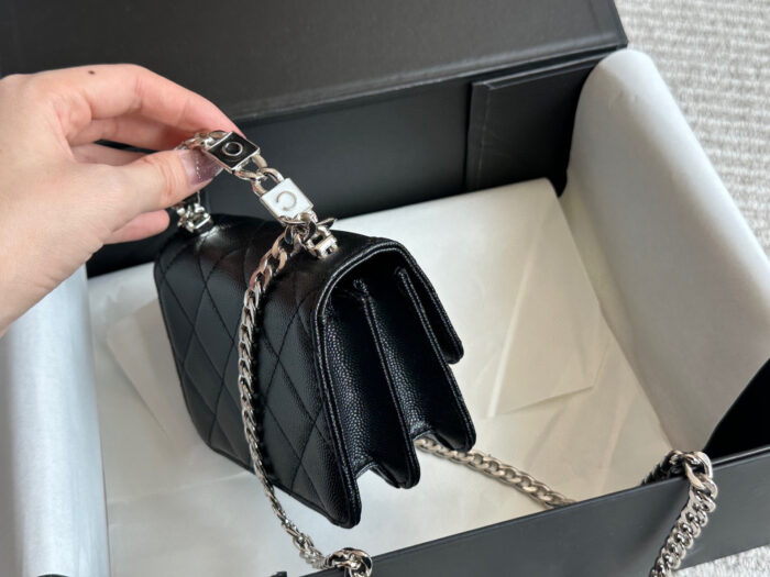 Chanel 22S Enamel Handle Mini Bag White Metal Hardware Coco Openwork Handle - Image 5