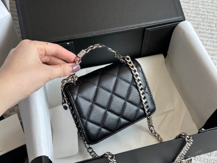 Chanel 22S Enamel Handle Mini Bag White Metal Hardware Coco Openwork Handle - Image 6