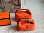 Hermes Toiletry Bag (Lunchbox Bag) Original Canvas Simple Lines Practical - Image 7