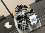 Burberry Black And White Check Cashmere Scarf Soft And Comfortable - Image 4