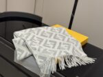 Fendi Grey-White Ff Pattern Cashmere Scarf 100% Cashmere - Image 9