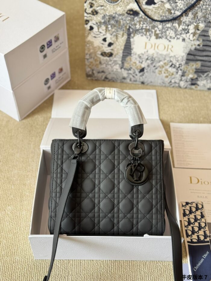 Dior Lady Sheepskin Grain Handbag Satin-Finished Texture, Structured Silhouette Versatile Crossbody, Shoulder Or Handheld - Image 2