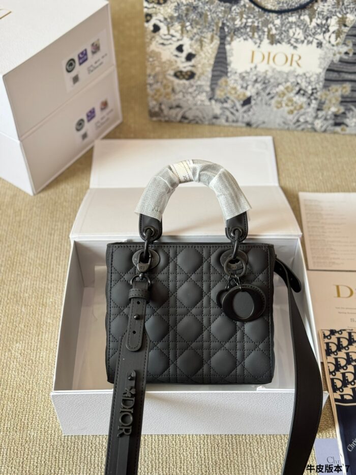 Dior Lady Sheepskin Grain Handbag Satin-Finished Texture, Structured Silhouette Versatile Crossbody, Shoulder Or Handheld - Image 3