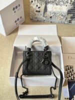 Dior Lady Sheepskin Grain Handbag Satin-Finished Texture, Structured Silhouette Versatile Crossbody, Shoulder Or Handheld - Image 4