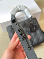 Dior Lady Sheepskin Grain Handbag Satin-Finished Texture, Structured Silhouette Versatile Crossbody, Shoulder Or Handheld - Image 6