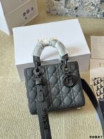 Dior Lady Sheepskin Grain Handbag Satin-Finished Texture, Structured Silhouette Versatile Crossbody, Shoulder Or Handheld - Image 7