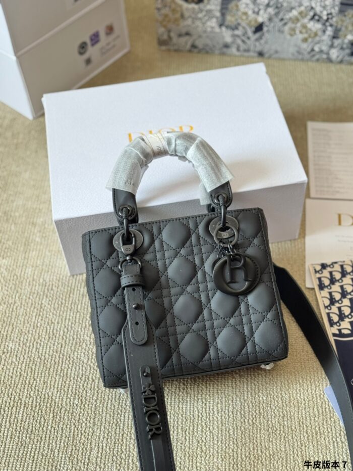 Dior Lady Sheepskin Grain Handbag Satin-Finished Texture, Structured Silhouette Versatile Crossbody, Shoulder Or Handheld - Image 7