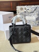 Dior Lady Sheepskin Grain Handbag Satin-Finished Texture, Structured Silhouette Versatile Crossbody, Shoulder Or Handheld - Image 8