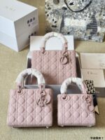 Dior Lady Sheepskin Grain Handbag Satin-Finished Texture, Structured Silhouette Versatile Crossbody, Shoulder Or Handheld - Image 10