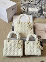 Dior Lady Sheepskin Grain Handbag Satin-Finished Texture, Structured Silhouette Versatile Crossbody, Shoulder Or Handheld - Image 11