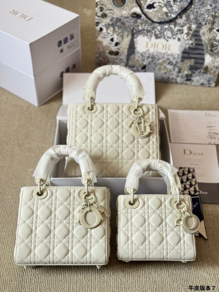 Dior Lady Sheepskin Grain Handbag Satin-Finished Texture, Structured Silhouette Versatile Crossbody, Shoulder Or Handheld - Image 11