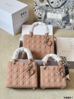 Dior Lady Sheepskin Grain Handbag Satin-Finished Texture, Structured Silhouette Versatile Crossbody, Shoulder Or Handheld - Image 12
