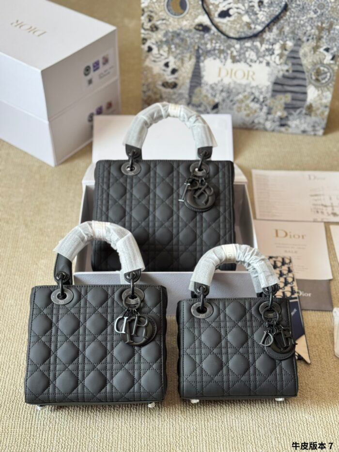 Dior Lady Sheepskin Grain Handbag Satin-Finished Texture, Structured Silhouette Versatile Crossbody, Shoulder Or Handheld - Image 13