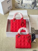 Dior Lady Sheepskin Grain Handbag Satin-Finished Texture, Structured Silhouette Versatile Crossbody, Shoulder Or Handheld - Image 14