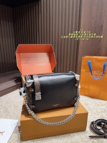 Louis Vuitton Eileen Gu Soft Box Bag Black Silver Chain Premium Soft Texture