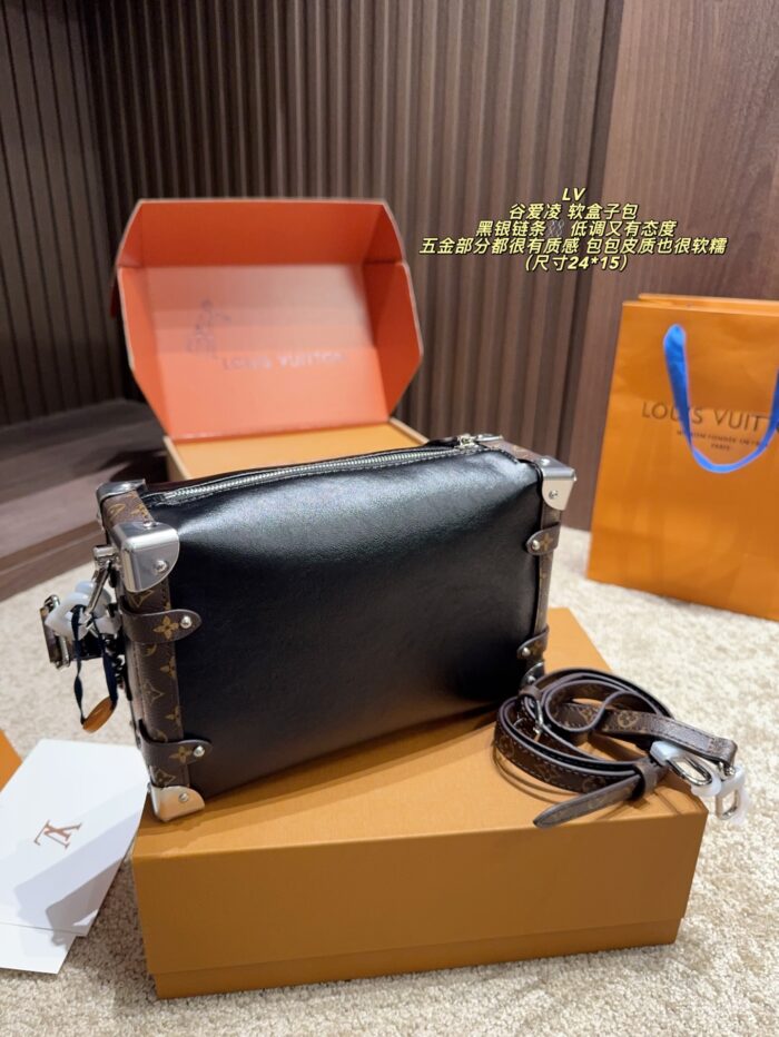 Louis Vuitton Eileen Gu Soft Box Bag Black Silver Chain Premium Soft Texture - Image 7