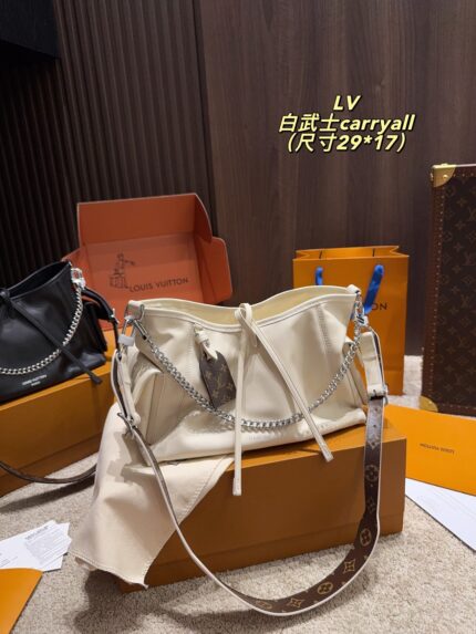 Louis Vuitton Carryall Small Cream-Coloured Full Leather Luxurious Light-Coloured