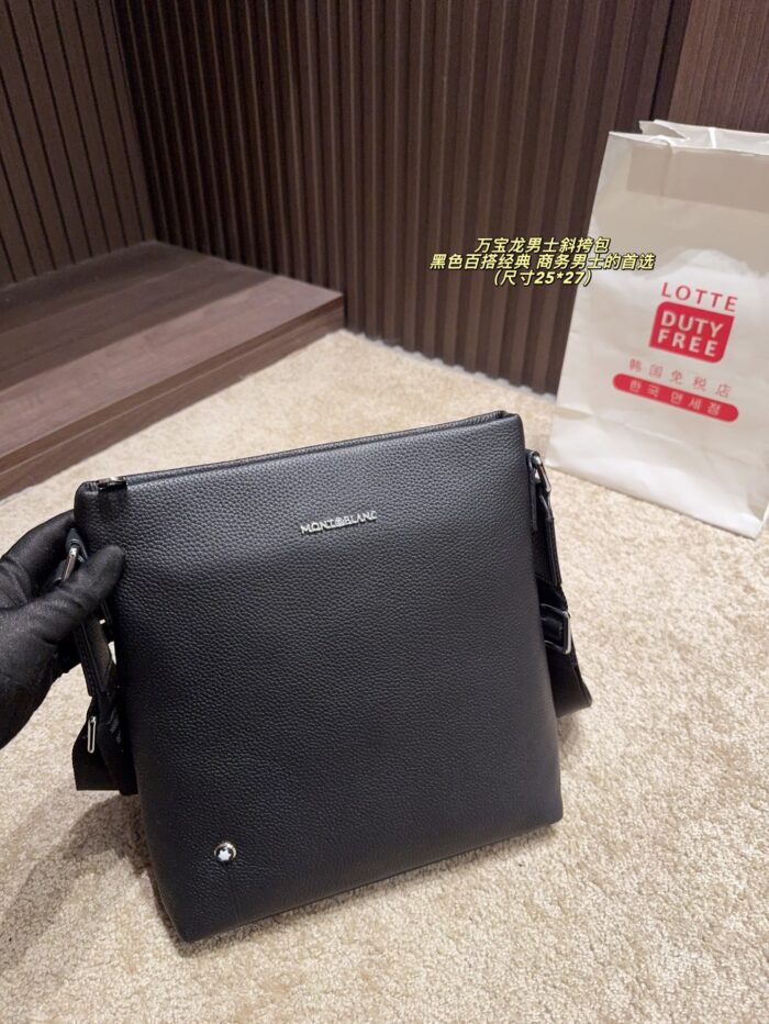 Montblanc Men'S Crossbody Bag Classic Black Durable & Spacious Business Essential - Image 1