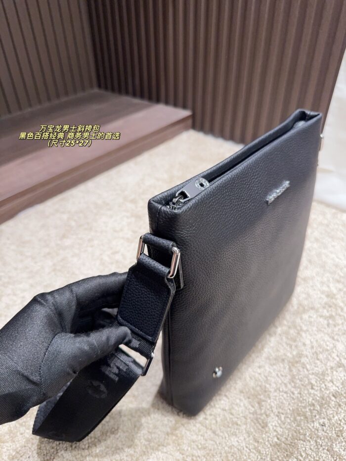 Montblanc Men'S Crossbody Bag Classic Black Durable & Spacious Business Essential - Image 4