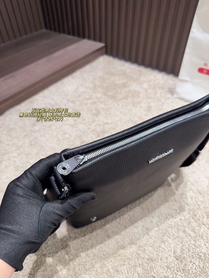 Montblanc Men'S Crossbody Bag Classic Black Durable & Spacious Business Essential - Image 9