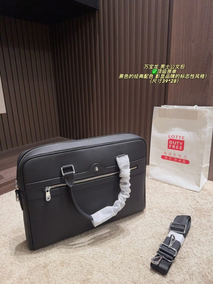 Montblanc Men'S Briefcase Classic Black Sophisticated And Elegant - Image 1