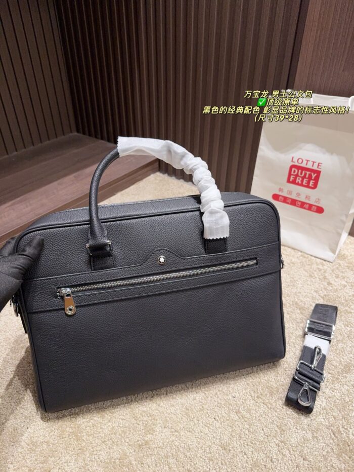 Montblanc Men'S Briefcase Classic Black Sophisticated And Elegant - Image 2