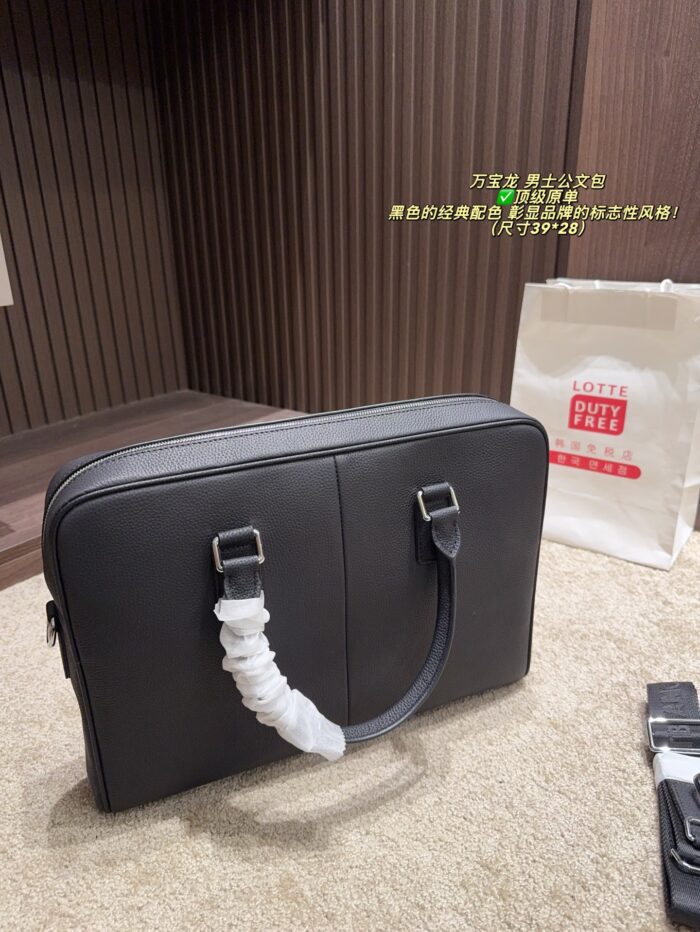 Montblanc Men'S Briefcase Classic Black Sophisticated And Elegant - Image 3