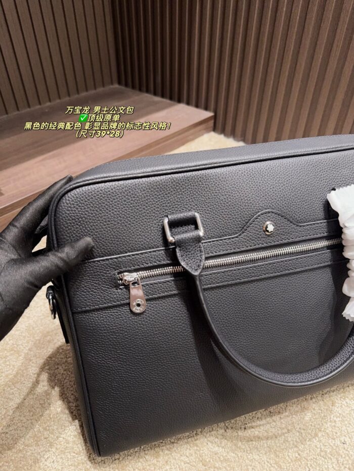 Montblanc Men'S Briefcase Classic Black Sophisticated And Elegant - Image 4