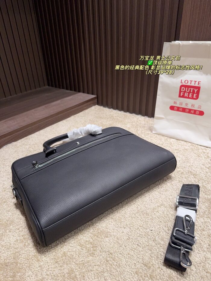 Montblanc Men'S Briefcase Classic Black Sophisticated And Elegant - Image 7