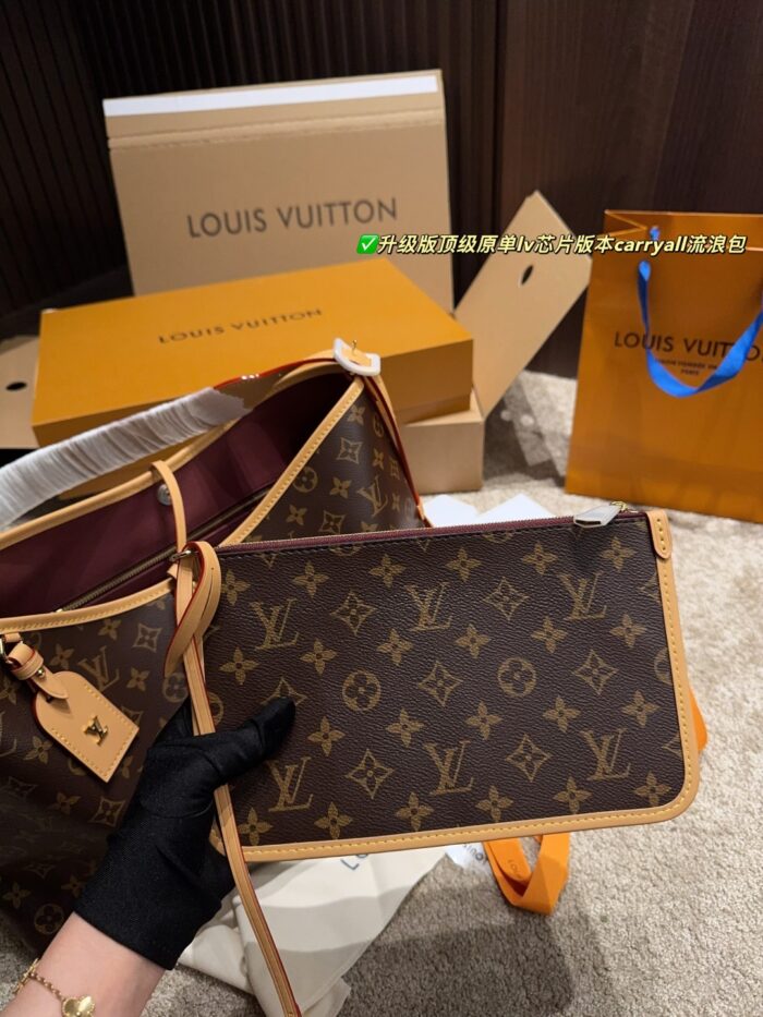 Louis Vuitton Carryall Travel Bag - Enhanced Chip Edition Includes Folding Box Dupont Paper Waterproof Inner Lining Compartments Chain For Diy Accessory Creation One Bag, Two Uses - Image 6