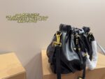 Prada Pleated Motorcycle Handbag Black Oiled Leather Lightweight Yet Spacious - Image 3